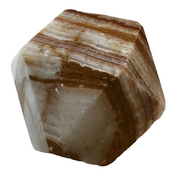 Banded Polished Marble Stone Rock Mineral Paperweight Octagon Shape Home Decor - Picture 5 of 6